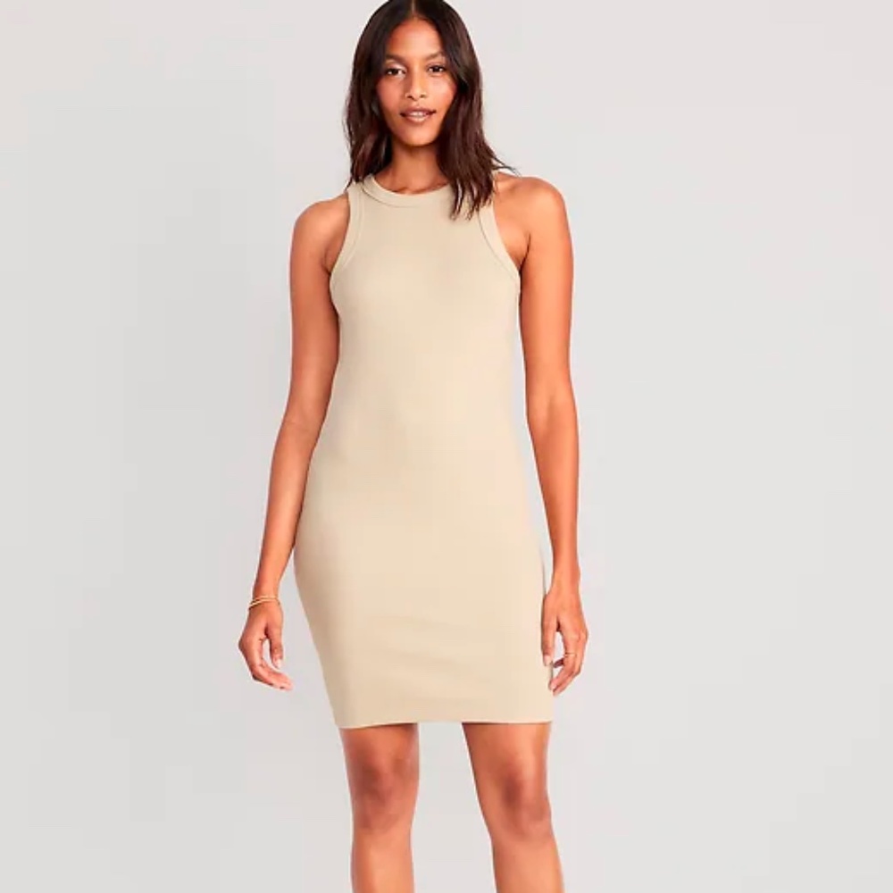 Fitted Sleeveless Rib-Knit Mini Dress